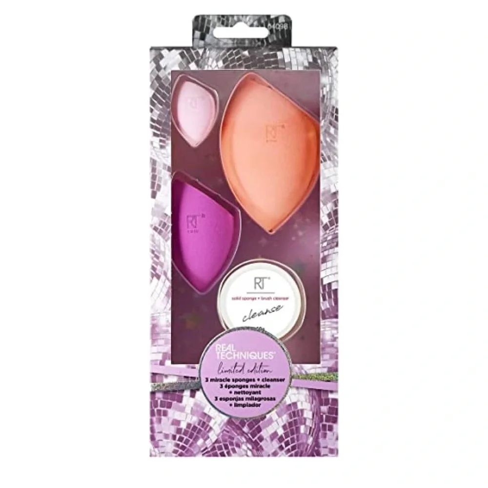 NIB Real Techniques Miracle Sponges + Cleanse 4 Piece Makeup Sponge Set